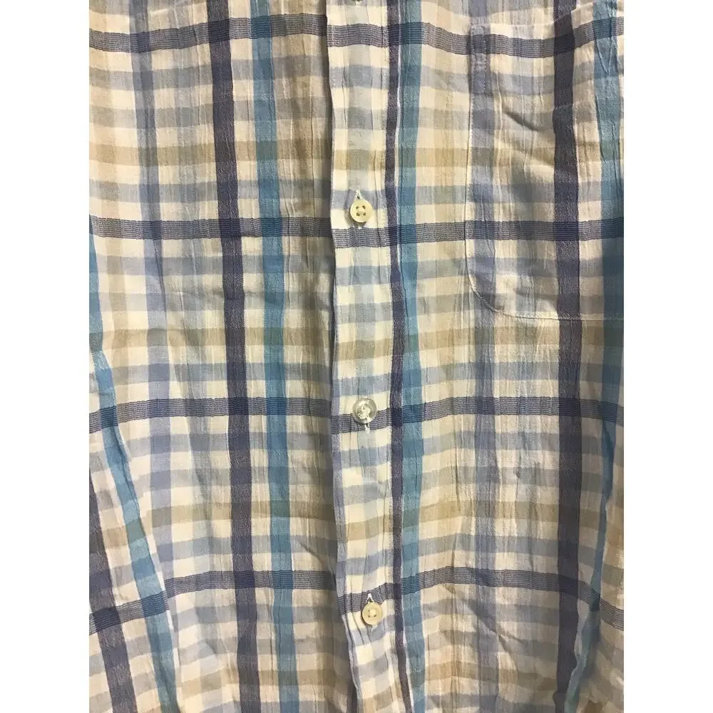 Turrau‎ Longsleeve yellow and blue plaid Collared Button-Up Shirt Men's Medium